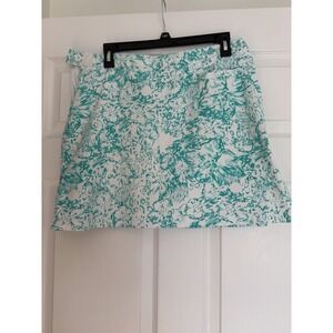 Allyson Whitmore AW Golf Skort Size 14 Aqua Green White Abstract Floral Print